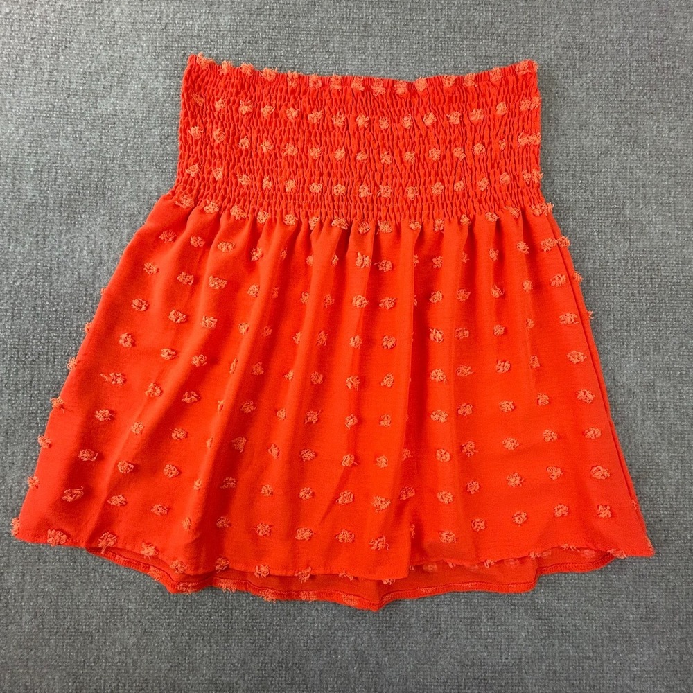 Flamingals A Line Skirt/Shirt Womens XL Orange Textured Smocked Waist Streetwear